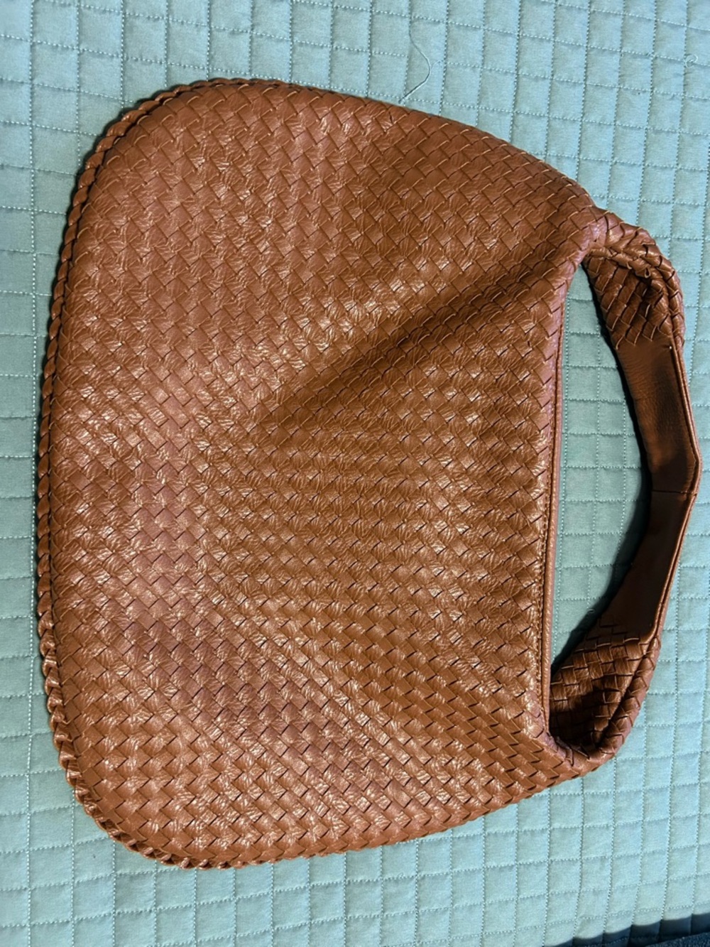 Woven Brown Shoulder Bag - Classic Leather-Style Hobo